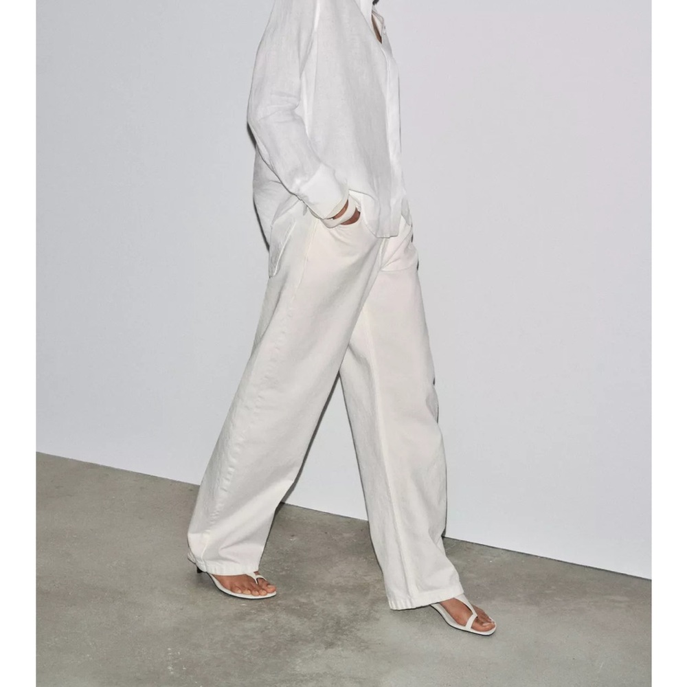 Zara ZW Collection Mid waist barrel jeans